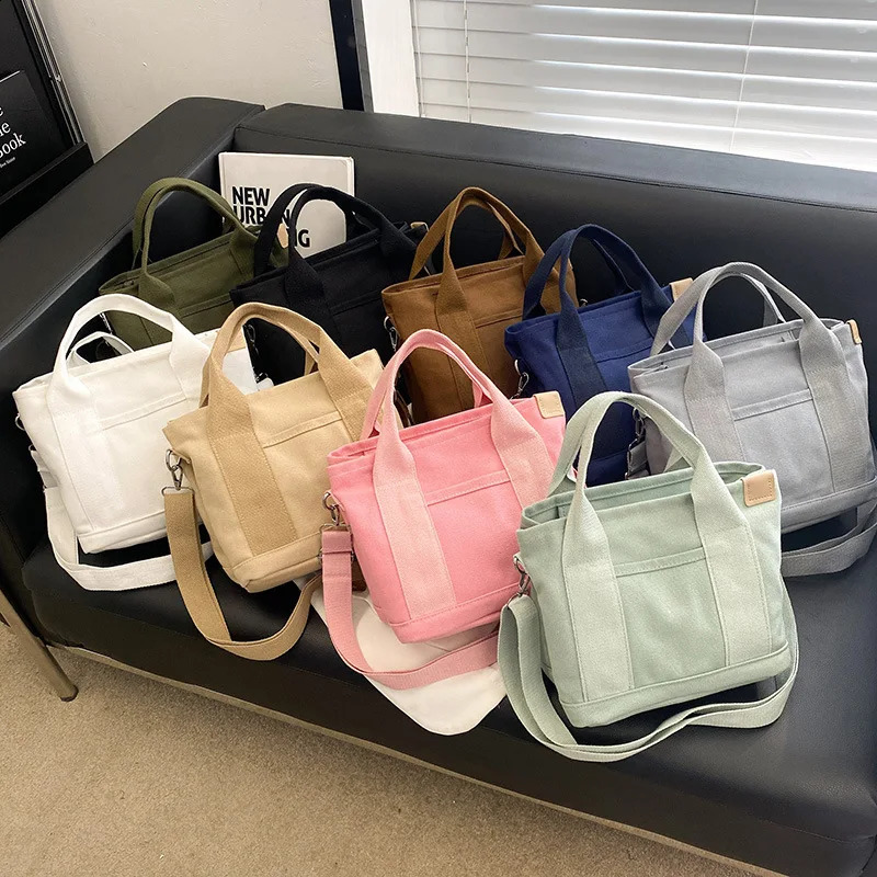 Simple small canvas bag suitable for women Japanese OL ladies bento bag womens cross body bag mini handbag Bolsos 241105