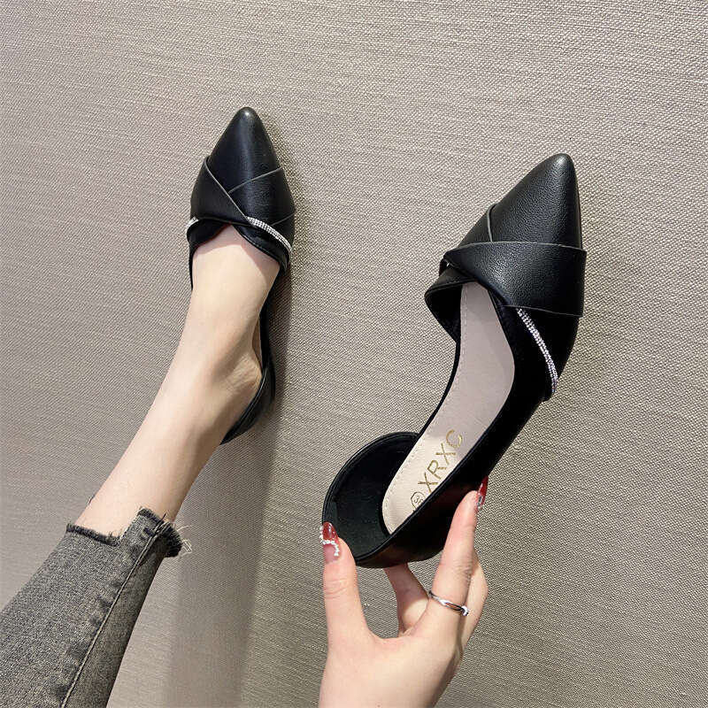 French Pointed Flat Women, Korean Version For Spring And Summer, New Shallow Mouth Side Air Scoop Shoes, Fairy Evening Breeze, Gentle Single Shoes