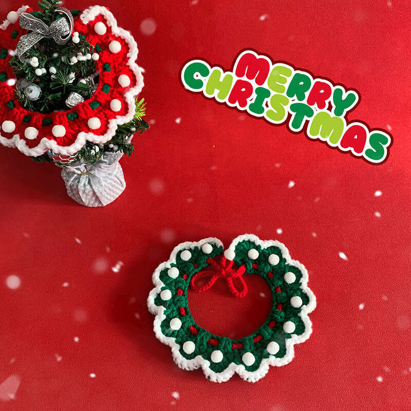 Cotton Knit Pet Holiday Set - Christmas Style Woolen Cat & Dog Scarves with Cute Hats