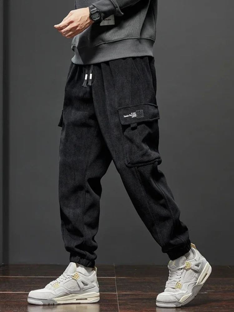 Spring Autumn Style Elastic Waist Casual Pants for Men Stretch Straight Drawstring Harem Jogging Sports Long Male 241105