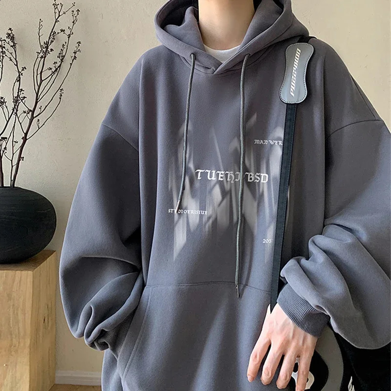 Gothic Letter Printed Hoodies For Men Autumn Hip Hop Oversized Hooded Sweatshirt Y2K Streetwear Graphic Hoodie Tracksuit 241105