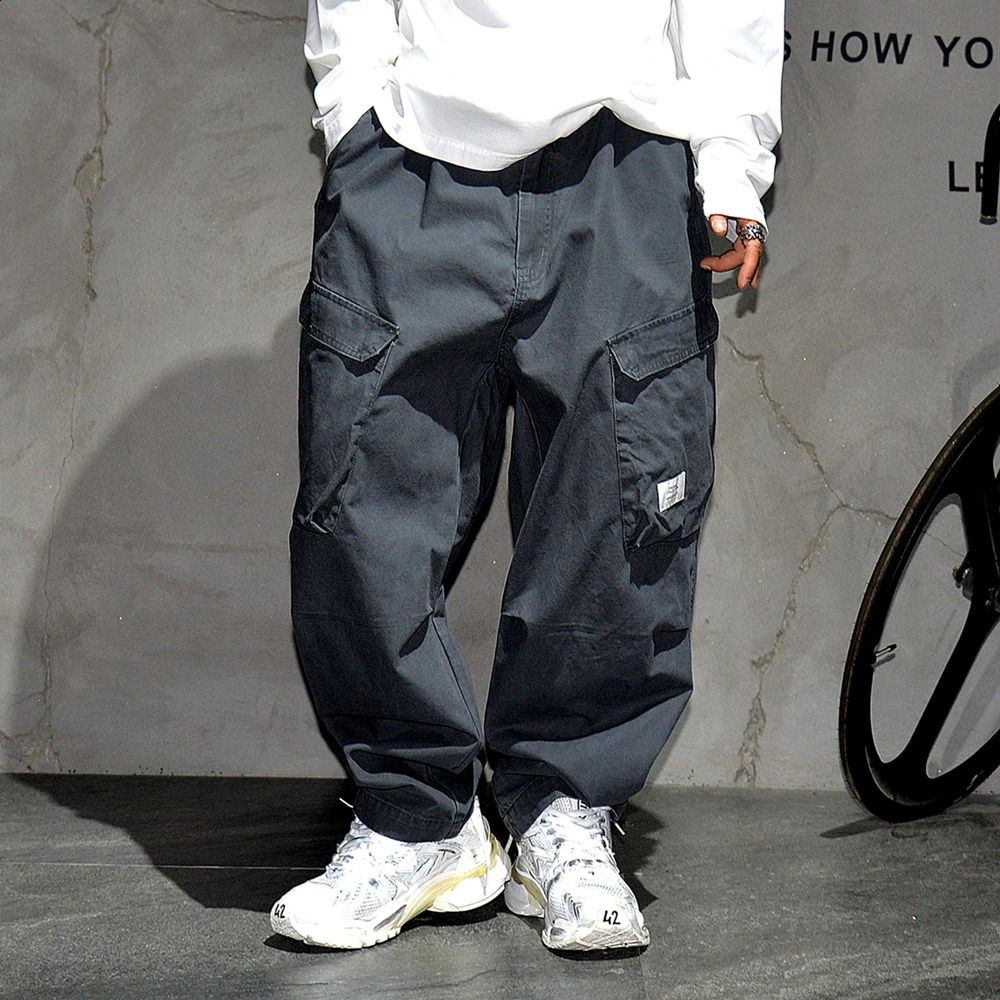 High quality Japanese street clothing luggage mens cargo pants plus size hip-hop harem pants Harajuku casual straight leg Trousers 241105