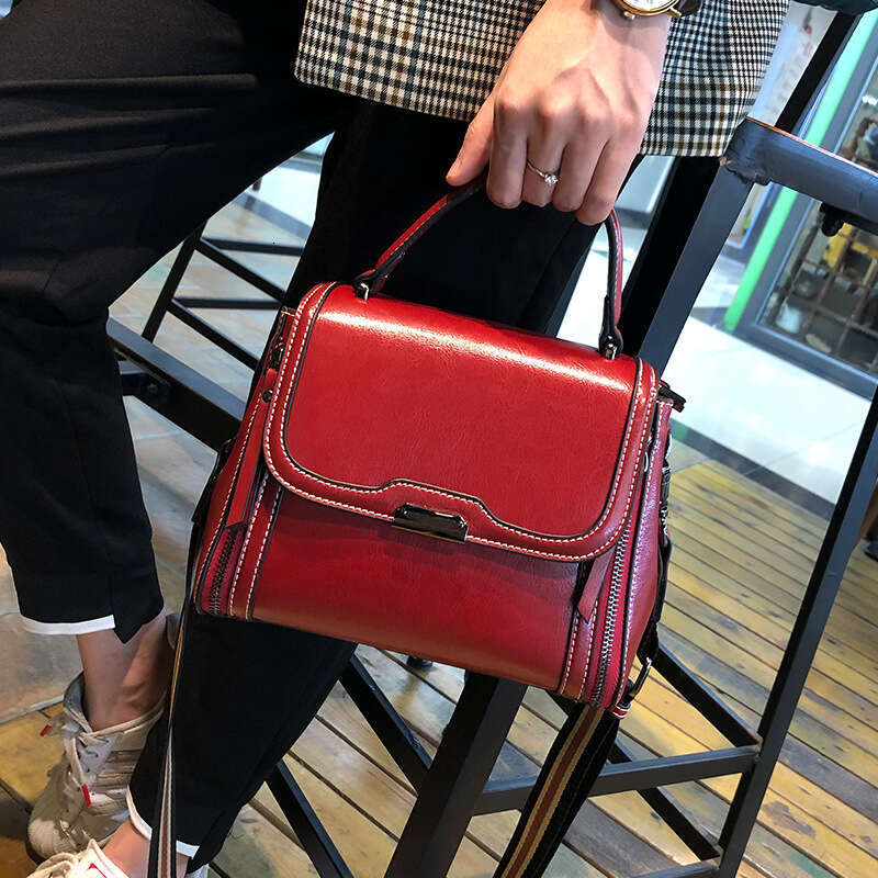 Oil Wax Cowhide Leather Women's Handbag 2025 New Crossbody Lady Commuter Summer Bag Handbill Shoulder Messenger Bags