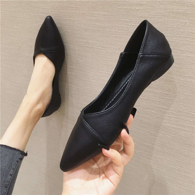 Versatile Non Tiring Single Shoe Women's Flat Bottom Sole Soft Surface Black Professional Work Shoes