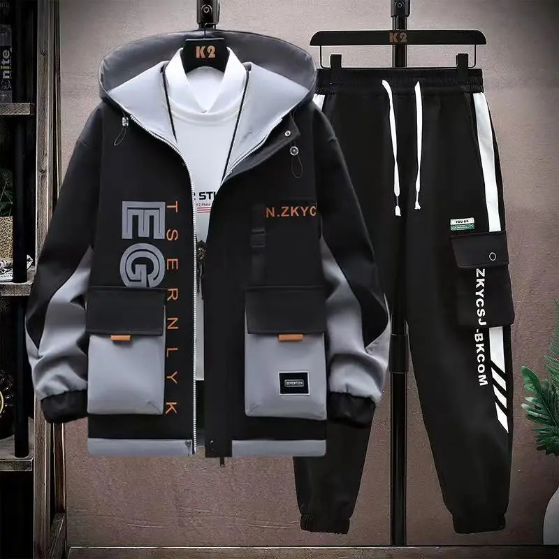 Mens spring autumn casual hooded jacket patch work warm jacket mens high-quality clothing size 4XL direct 241104