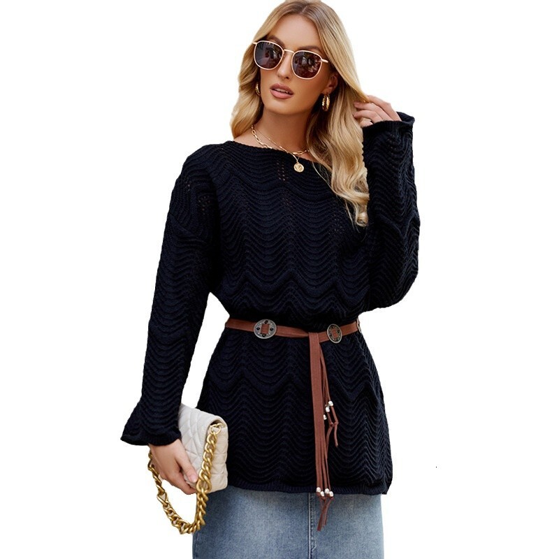 Women Sexy Winter New Style Hollowed Out One Off Shoulder Long Sleeved Knitted Sweater Autumn Fashion Casual Loose Thick women Sweaters