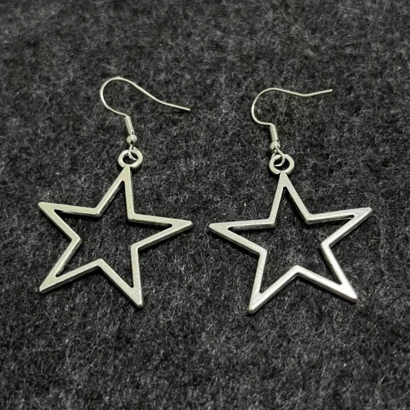 Y1UB 6 Pairs Star Themed Earring Set Hollow Pentagrams Dangle Drop Earrings Y2K Trendy Ear Pendant Accessories for Women 241105