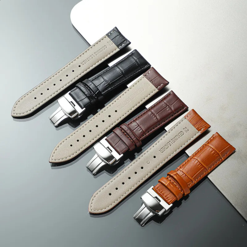 Watchband 14mm 16mm 18mm 19mm 20mm 21mm 22mm 24mm Genuine Leather Strap Men Universal Replacement Watch Band Accessories 241105