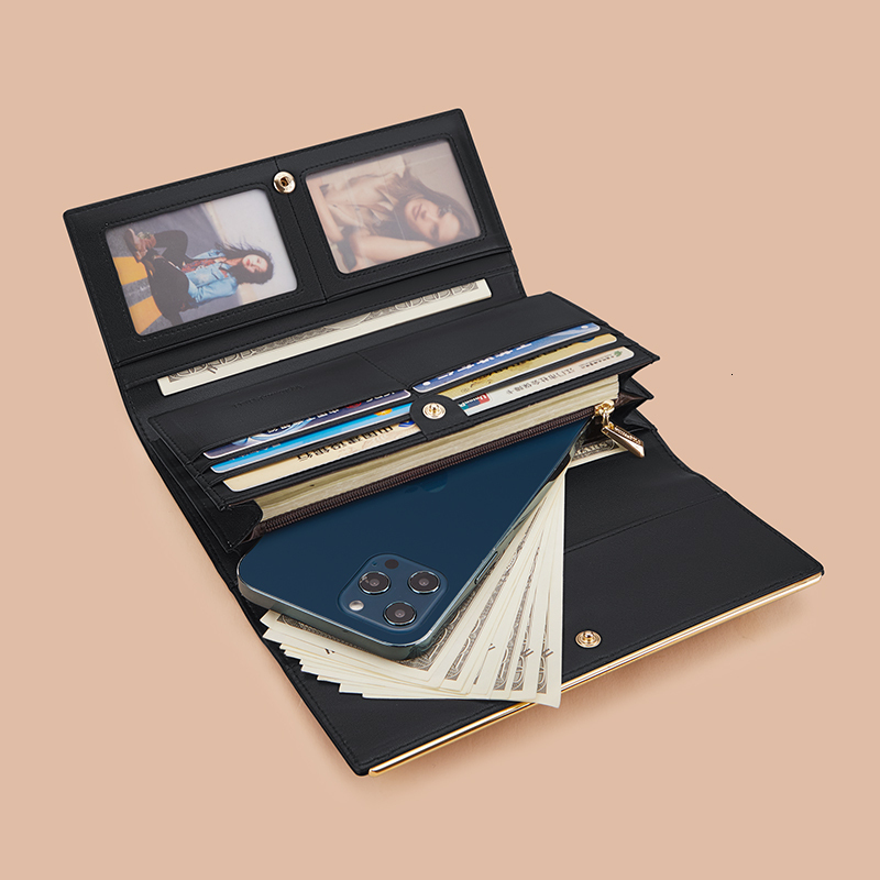 New Long Multifunctional Leather Women's Fashion Designer Handbag Large Capacity High-end Mobile Phone Bag, Card Bag