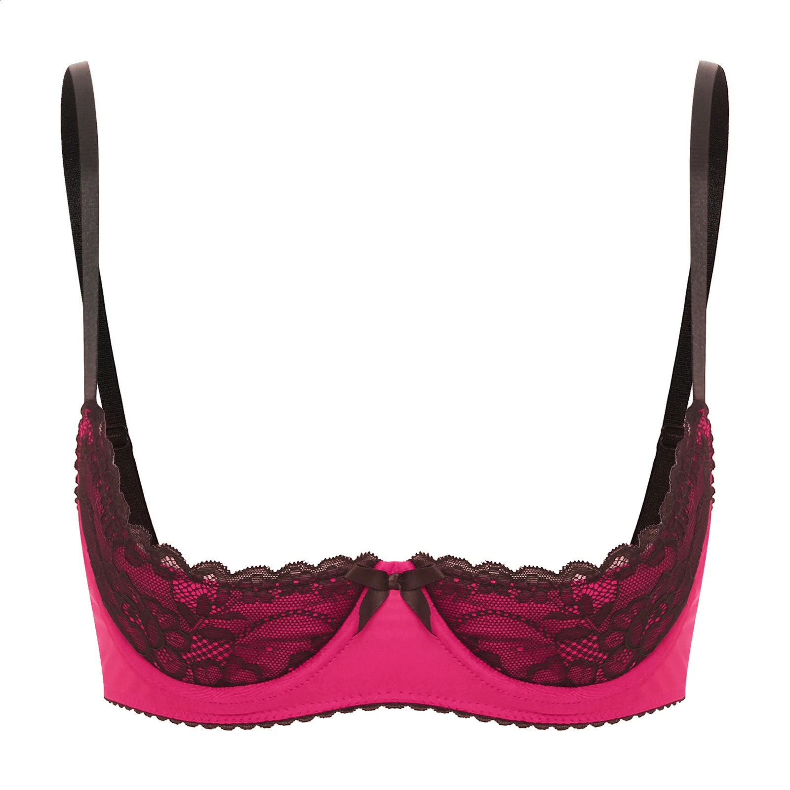 Womens Ladies Sexy Lace Underwire Bra Top Underwear Seethrough Push Up 14 Cup Unlined Bare Exposed Breast Erotic Lingerie 241105