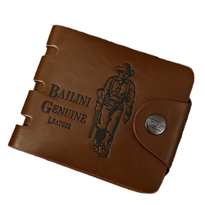 New Male Designer Hunter Large Capacity Leather Wallet With BuckleTrendy Horizontal Style For Young And Middle-aged Students