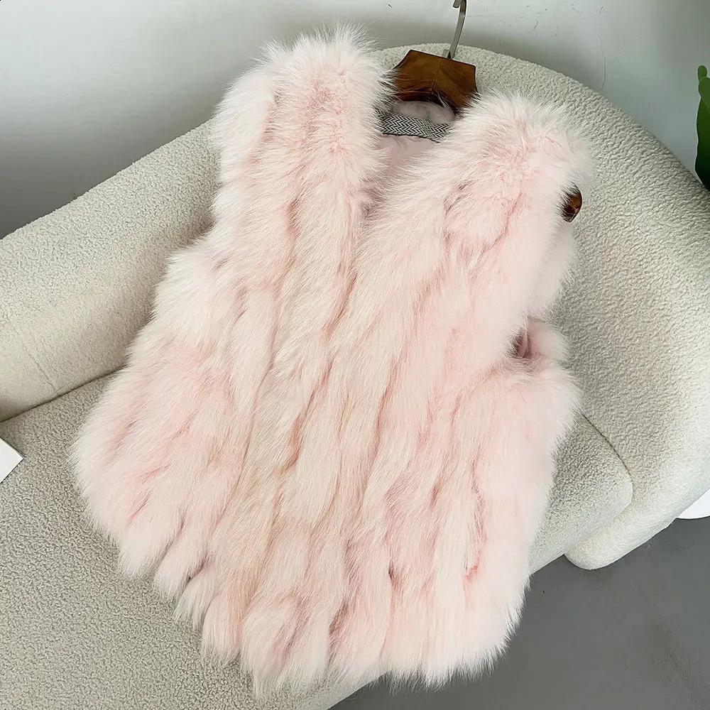 OFTBUY Autumn Winter Warm Womens Coat Natural Real Fox Fur Vest Thick Waistcoat Female Natural Fur Jacket Streetwear 241105