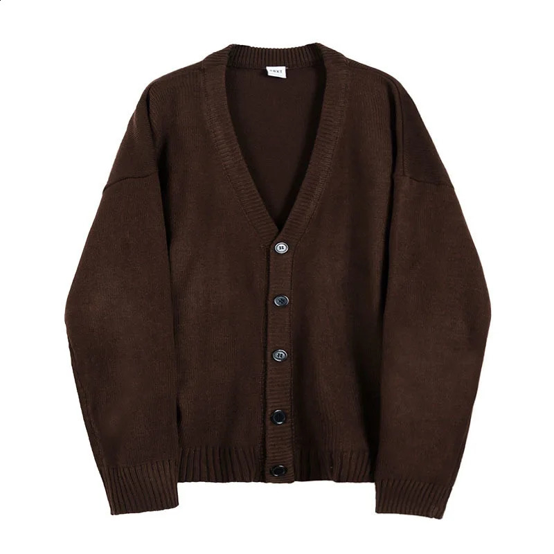 IEFB Mens Wear Knitted Sweater Loose V-neck Single-breasted Solid Color Knitted Cardigan Coat Autumn 9Y3266 241105