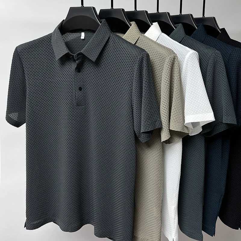2024 Summer Mesh Ice Silk Short Sleeve Mens Breathable T-shirt Mens Half Sleeve Mens Clothing W241104