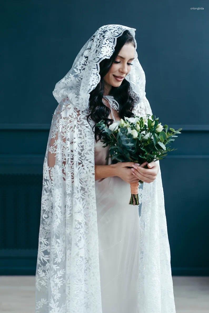Bridal Veils Ladies' Long Lace Cape Party Hooded White Black Stage Veil