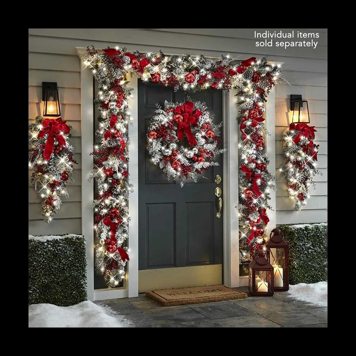 Christmas Swag Stair Christmas Garland for Stairs Door Fireplace Window Outdoor Indoor Christmas Decor GoldXJ241029