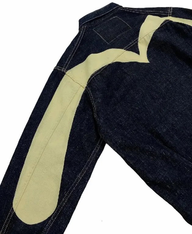 Y2K mens and womens Japanese Gothic hip-hop graphic retro blue oversized denim jacket fashionable casual long sleeved jacket 241111