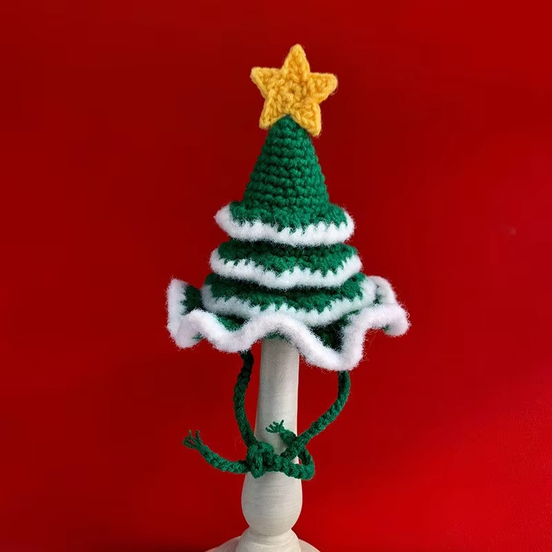 Cotton Knit Pet Holiday Set - Christmas Style Woolen Cat & Dog Scarves with Cute Hats