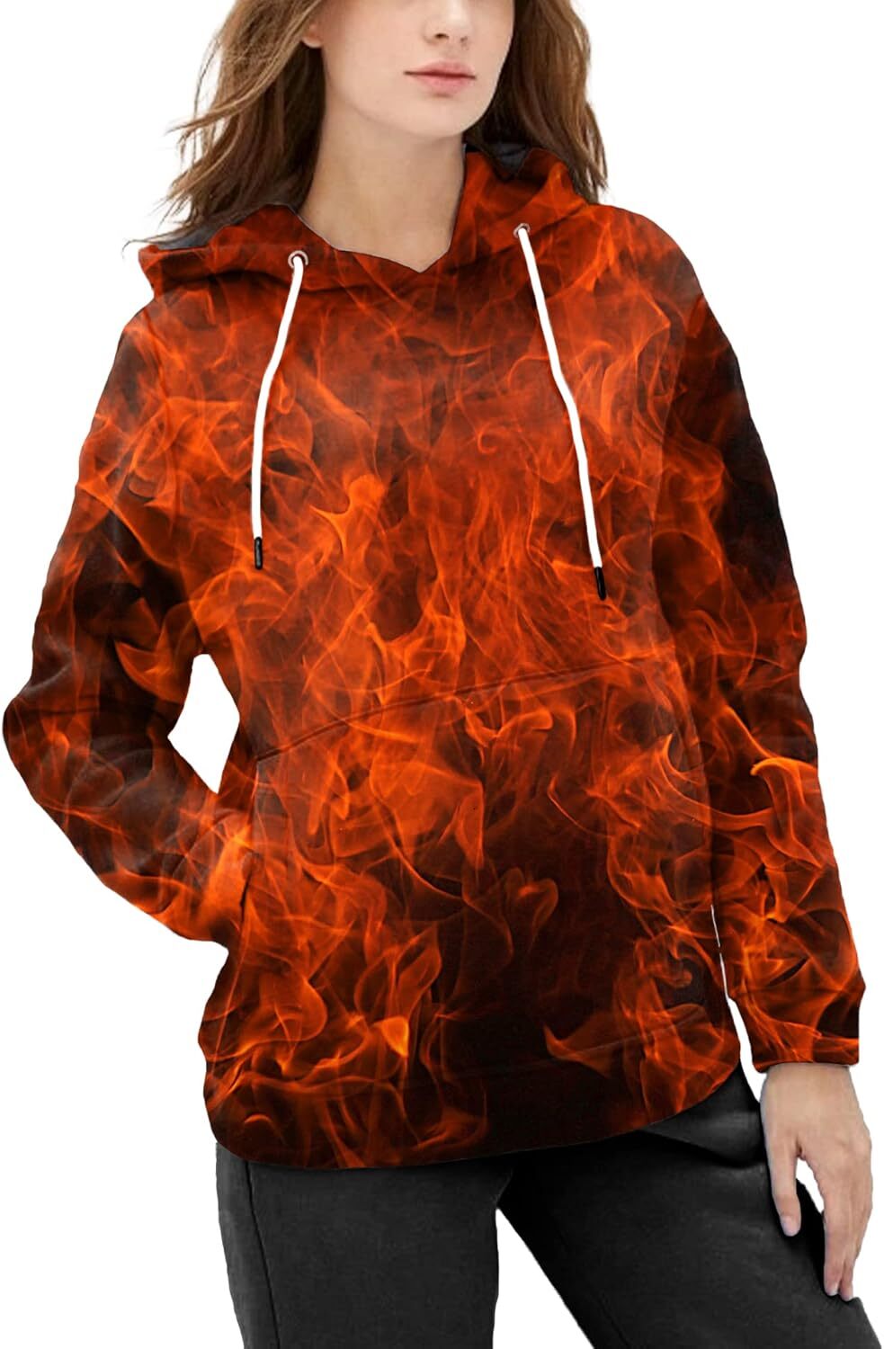 Hoodie for Mens Womens Unisex Realistic 3D Print Galaxy Pullover Hooded Sweatshirt with cool Big Pockets Graphic Hoodies sweatshirt red