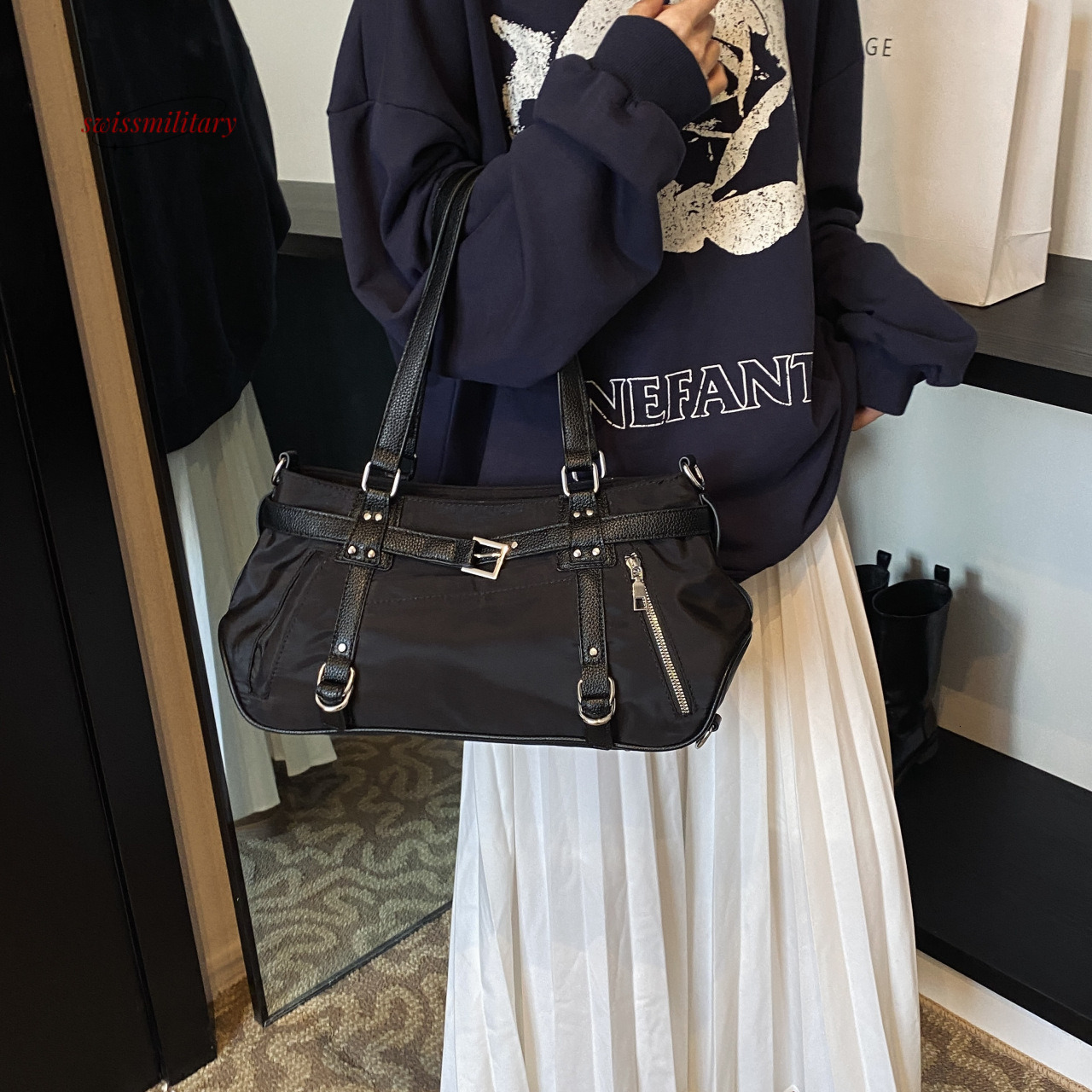 Sweet and Cool Hot Girl Motorcycle Women's Same Style Street Underarm Minimally Charming Cute Large Capacity Shoulder Bag #41 swissmilitary