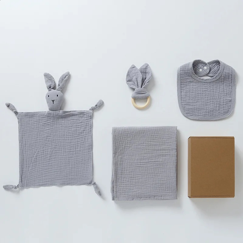 4-piece/set personalized name plain cotton baby comfortable towelbaby teethbaby bib born gift set 241105