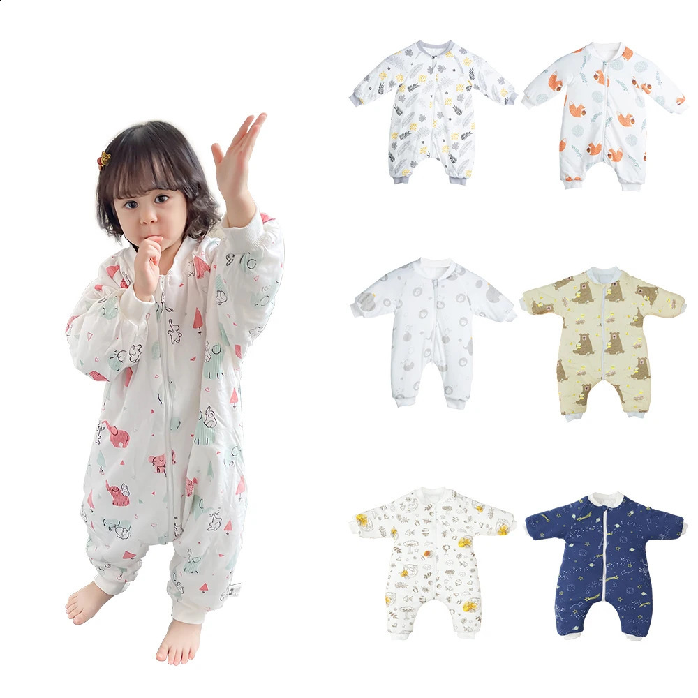Baby sleeping bag baby sleeping bag baby animal pattern childrens bed play with split legs winter anti Tipi warm sleeping bag 241105
