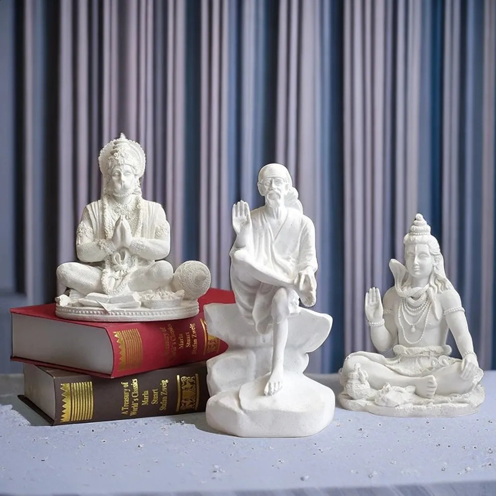 Resin Indian Ganesha Shiva God Statue Sai Baba of Shirdi Sculpture Lord Hanuman Hindu Buddha Religious Fengshui Home Decor 241105