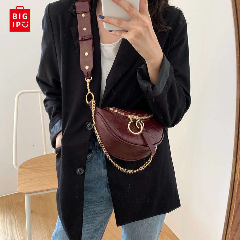 Designer Bag Vintage Quality Leather Chain Crossbody Bags Women Small Shoulder Messenger Bag Lady Waist Bag Female Casual Handbags And Purses Saddle b
