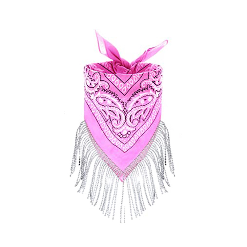 Stage Wear Diamond tassel handkerchief cashew headscarf hip-hop street dance headscarf cowboy party accessories