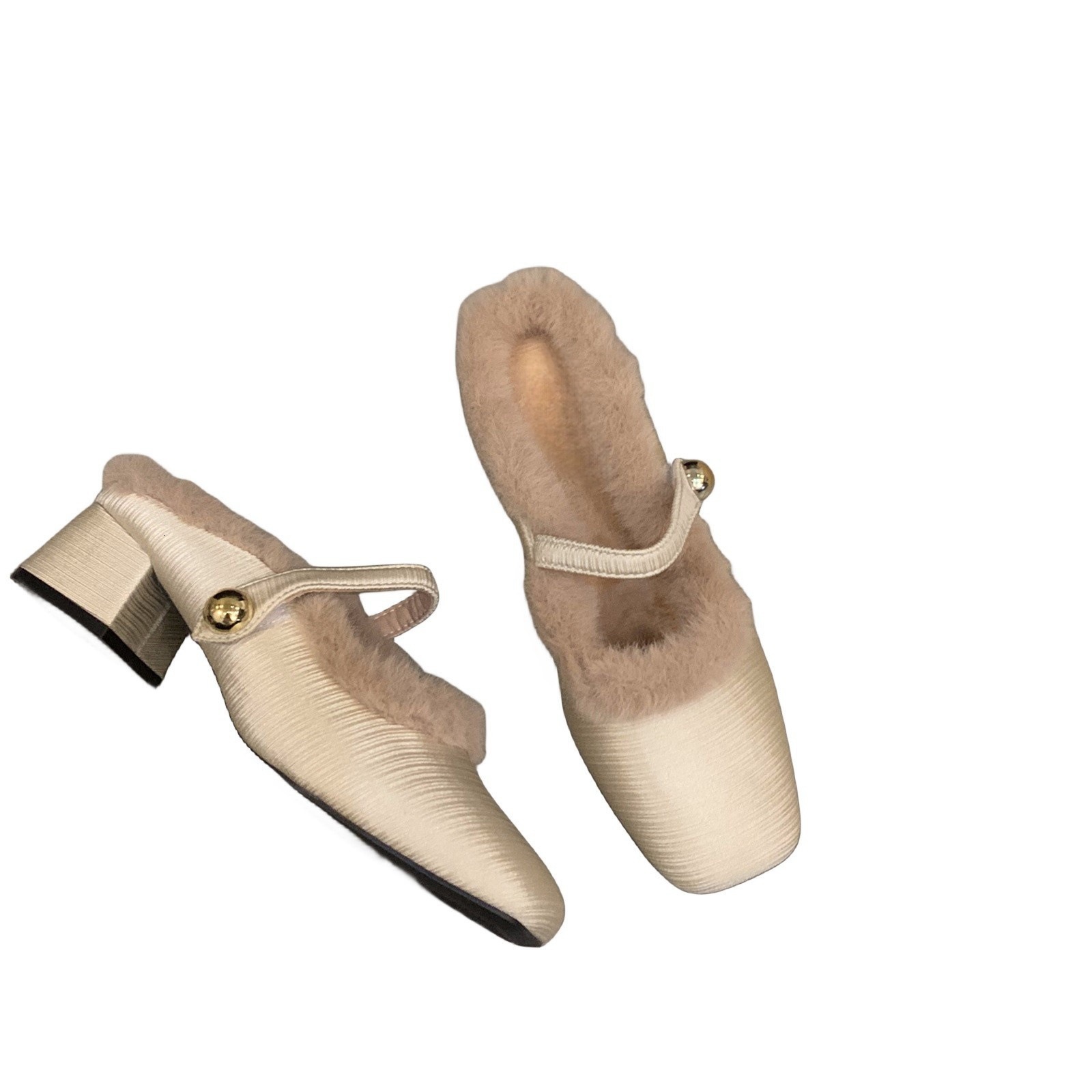 Designer Slipper Coarse Heeled French Style Small Fragrant Style Hairy Slippers For Women 2024 New Autumn And Winter Hooded Half Slippers With Plush C