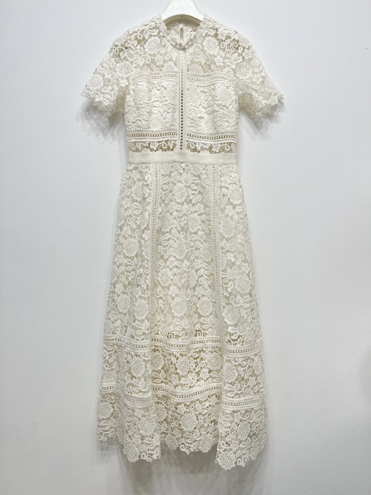 Fashion Elegant Wer Embroidery White Lace Prom Dresses Women Summer Short Sleeve Midi Long Party Evening Vestidos Dias