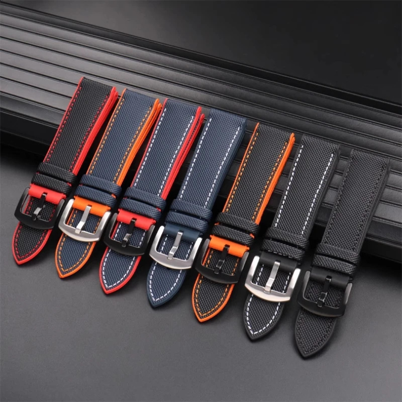 For any Waterproof rubber watch strap Men bracelet 19 20mm 21 22mm 23mm 24mm wristband Blue orange green yellow Watchband 241105