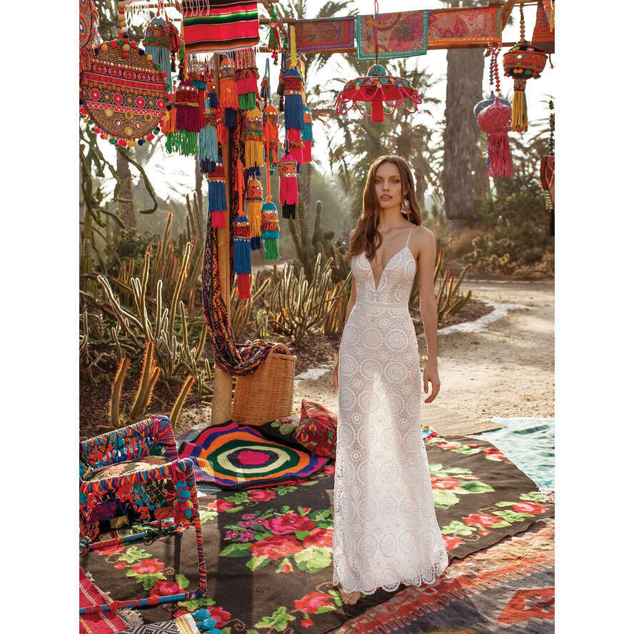 Asaf Dadush Lace Dresses Beading Spaghetti Straps Bohemian Bridal Wedding Gowns Backless Or Length Robes De Marie