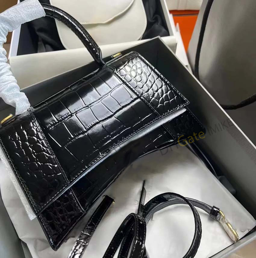 Classic hourglass Bag Crocodile print luxury Tote Leather Single Shoulder Bag Crossbody bag Designer women bag Metal locking buckle design purse