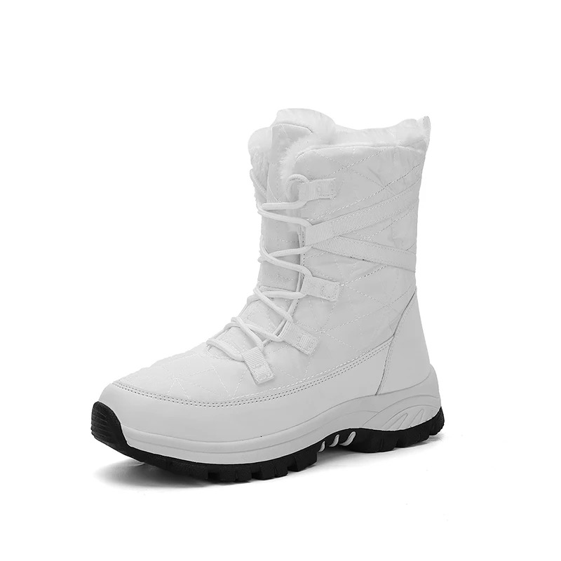 White 2021 Women Winter Snow Boots Waterproof Fur Ed Frosty Warm Anti-Slip Furry Ankle Shoes Outdoor Mujer
