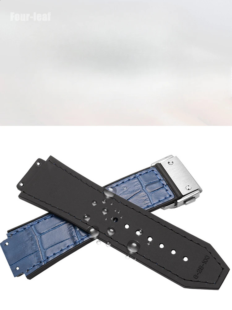 Rubber Watch Strap Mens for HUBLOT Hublot Big Bang Fusion Leather Cowhide Soft Comfortable Silicone Band 26x19m 241105