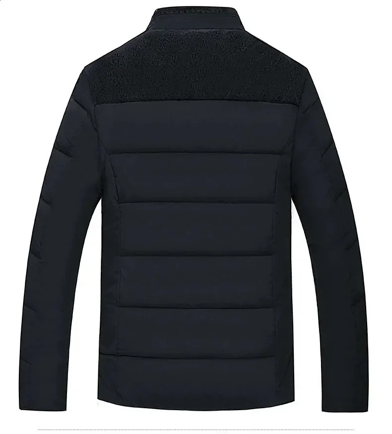 Mens Plush Thickened Parkas Stand Collar Winter Jacket Parker Coat Warm Thick Zipper Padded Overcoat for Men 241105