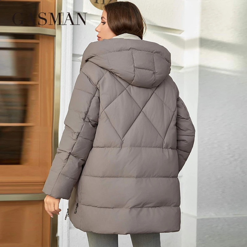 GASMAN Winter Parkas Womens Medium Length Slim Casual Hooded Warm Down Jackets Female Coats Women 83918 241105