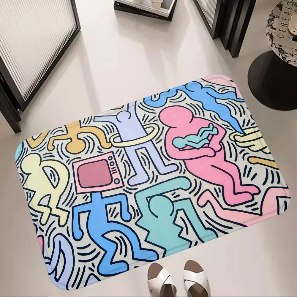 Entrance Doormat Keith Harings Floor Mat Art Bath Mat Foot Rug Kitchen Carpet Hallway Living Room Car Boot Christmas Home Decors 241104