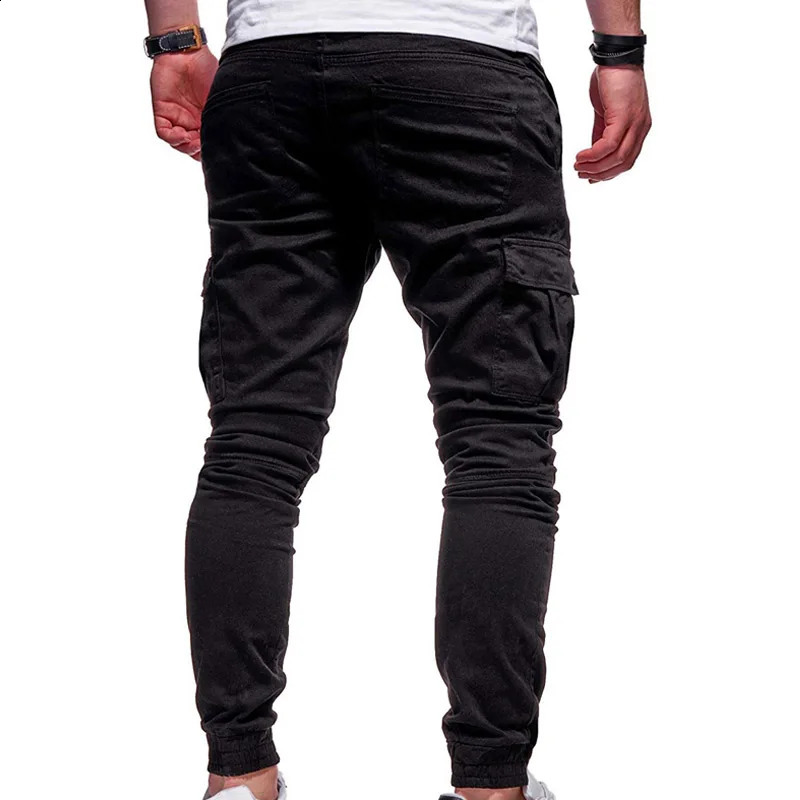 Mens Pants MultiPockets Joggers Men Sweatpants Casual Solid Cargo Oversize Streetwear Trousers 241105