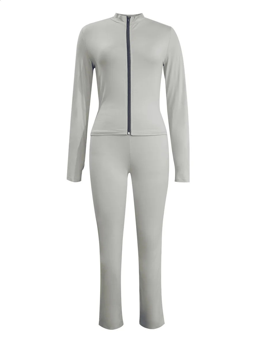 LW casual 2pcs sets fitness yoga suits womens matching sets Autumn long sleeve Zipper Top coat Skinny Pants Set 241105