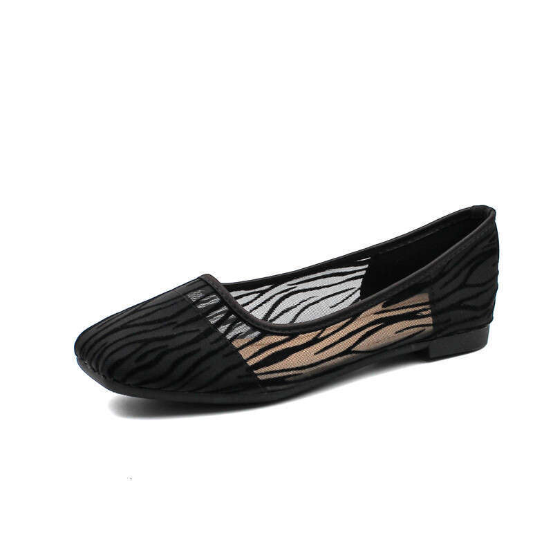 Korean Version Fairy Style Simple Mesh Breathable Shallow Mouth Square Toe Flat Shoes 2023 New Soft Sole Versatile Summer Sandals