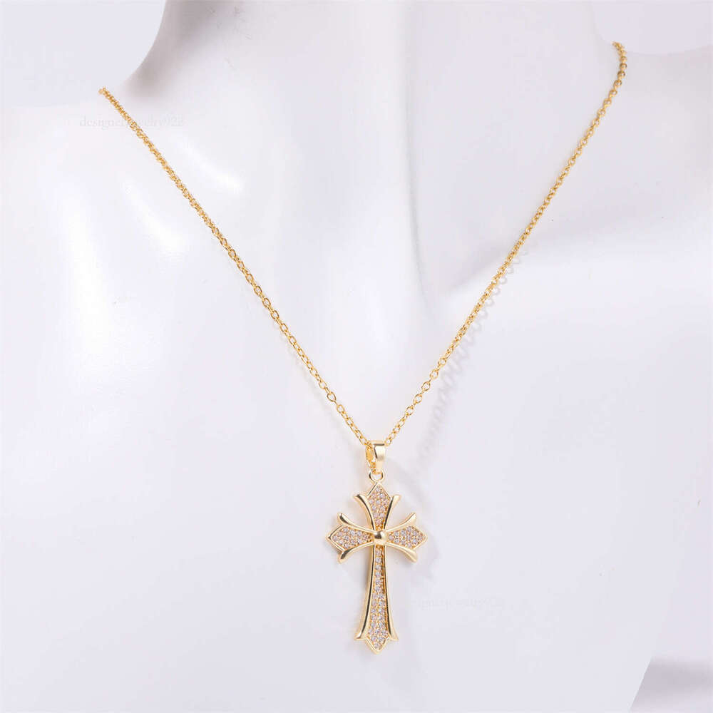 Pendant Chain Jewelry Minimalist Cross Rose Necklace Etsy New Product