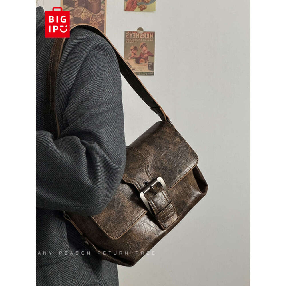Designer Bag JIAERDI Vintage Brown Underarm Bag Women New Retro Handle Crocodile Pattern Casual Y2k Handbag Ladies Harajuku Solid Bolsa 2024 handbag