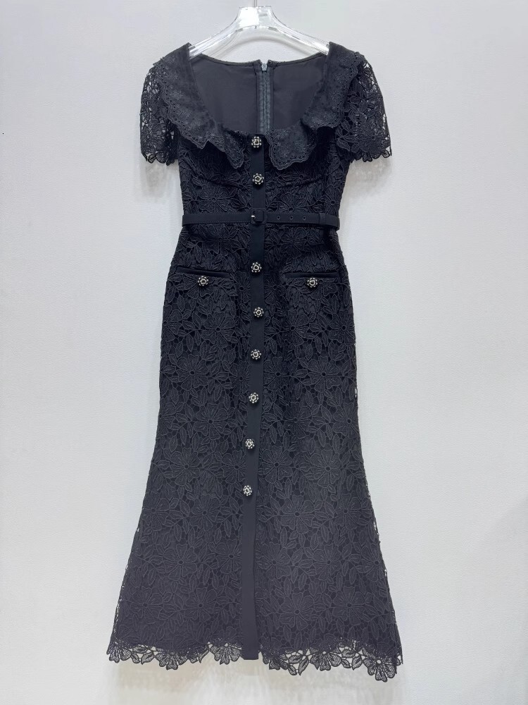 Fashion Elegant Wer Embroidery White Lace Prom Dresses Women Summer Short Sleeve Midi Long Party Evening Vestidos Dias