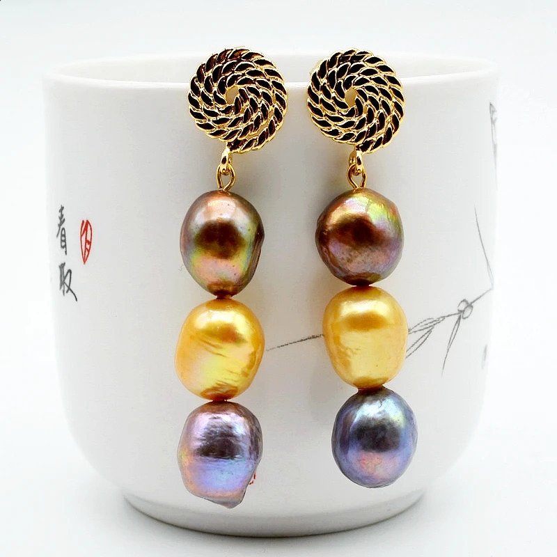 Vintage Womens Earrings Multicolor Natural Pearls Irregular Baroque Pearl Pendants Long Wedding Accessories Fashion Gifts 241105