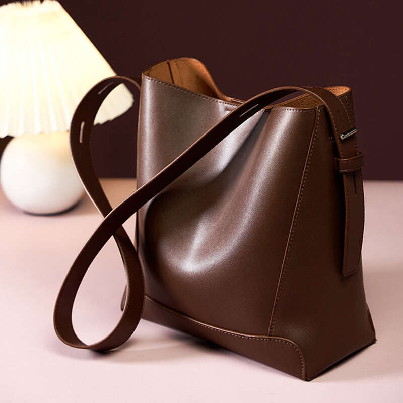 100% Genuine Leather Women Shoulder Large Capacity Cowhide Bucket Bags Fashion Casual Female Crossobdy Bag 2391