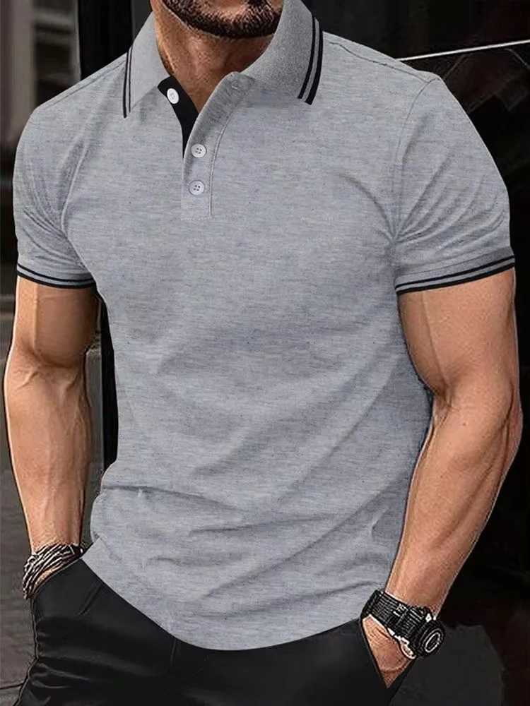 2024 New Solid Color Collar Shirt Summer Fashion Breathable Mens and Womens Short sleeved T-shirt Reason for Top Mens Wear W241104