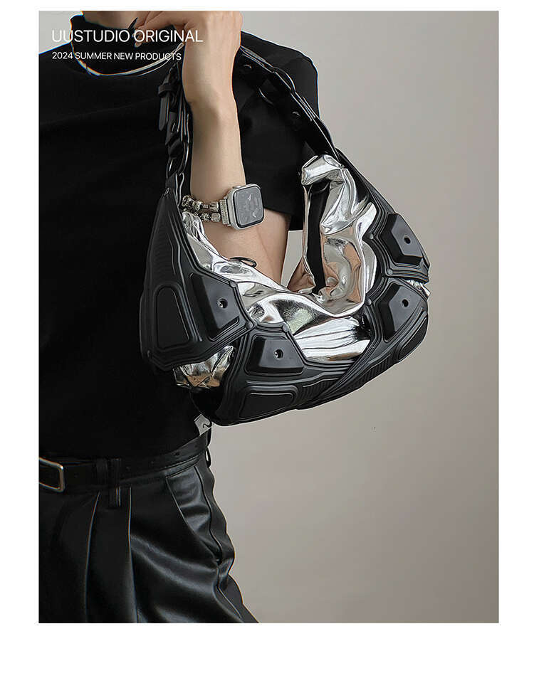 OLOEY Women Shoulder Vintage Underarm Punk Tote Girls PU Leather Armpit Multipocket Y2k Female Commute Daily Bag