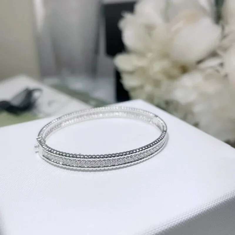 European and American Kaleidoscope Beaded Edge Full Dia Bracelet Sier Women's Fashion Brand Jewelry Gift